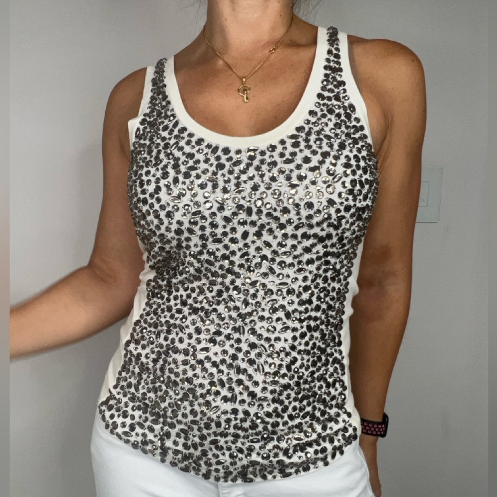 Tory Burch Beaded White Tank top